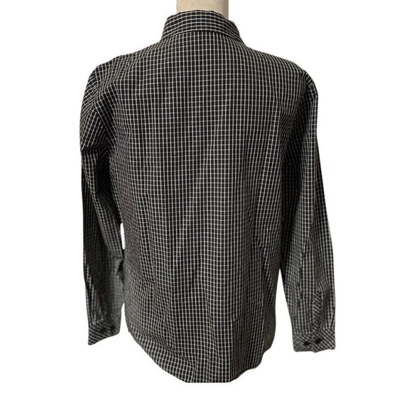 Rebecca Malone Button Up Shirt Small Black White Checkered Long Sleeve Collared - Picture 3 of 7